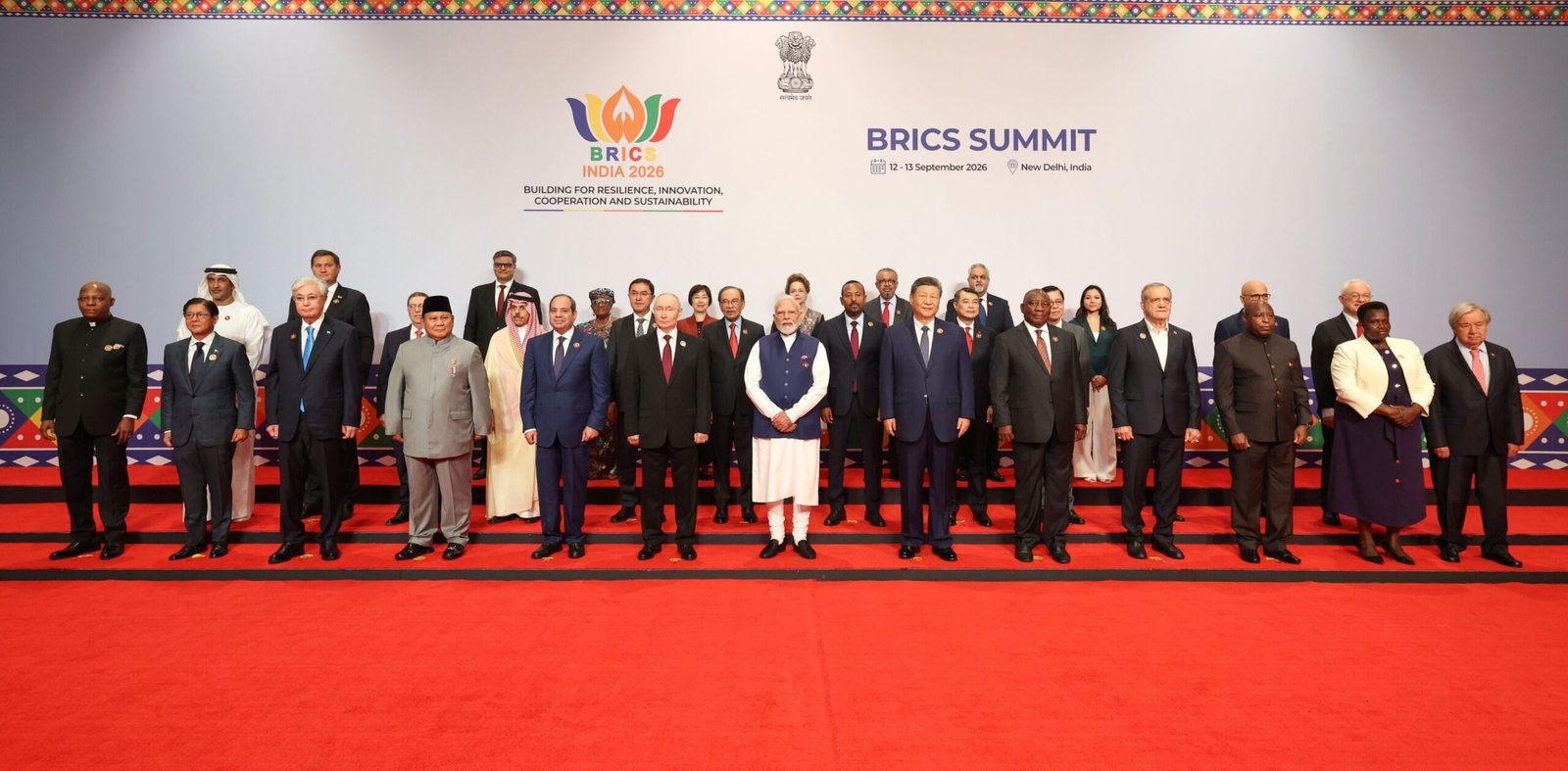 Prime Minister Narendra Modi With leaders of BRICS Member and Partner Countries, Outreach Invitees and Heads of International Organisations together at BRICS Summit in New Delhi