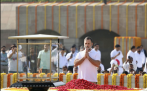 Congress Leader Rahul Gandhi Pays Tribute to Mahatma Gandhi at Raj Ghat, New Delhi