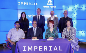 Dr. Praveer Sinha, CEO& Managing Director, Tata Power (second from left- black suit) and Professor Mary Ryan, Vice Provost (Research and Enterprise) at Imperial College, London during the signing of a Memorandum of Understanding (MoU) to explore collaboration in research, technology and knowledge exchange across key areas of the energy transition.